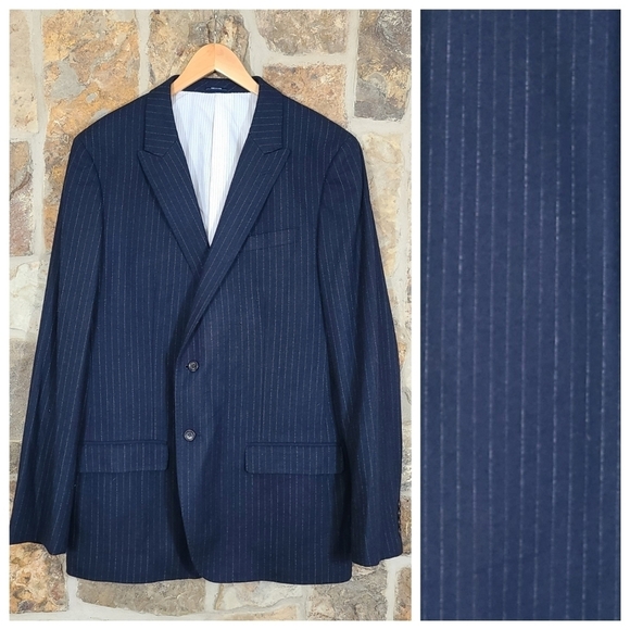 Bonobos 46L Cashmere Wool Moon Pinstriped Suit Jacket Coat Blazer